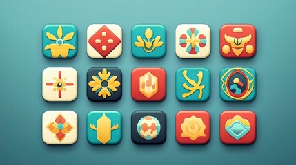 Obraz premium Vibrant App Icon Design Set Modern Colorful Ui Elements