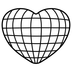 cute kawaii Groovy Retro Heart disco ball outline cartoon doodle illustration