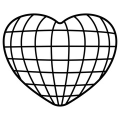 cute kawaii Groovy Retro Heart disco ball outline cartoon doodle illustration