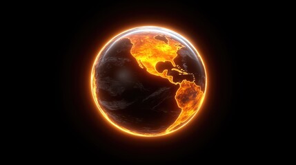 Global warming impact on earth digital art abstract dark background 3d visualization