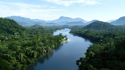 Serene Tropical River Landscape