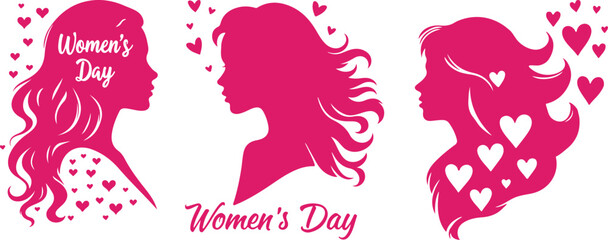 Elegant Women's Day Illustrations in Pink Tones