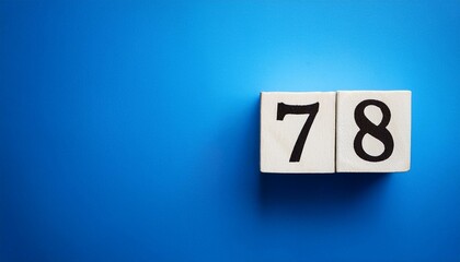 Banner number 78 on blue background, copy space. Generated image