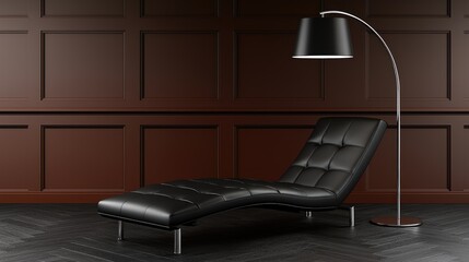 Elegant black chaise lounge in contemporary setting modern interior design cozy atmosphere
