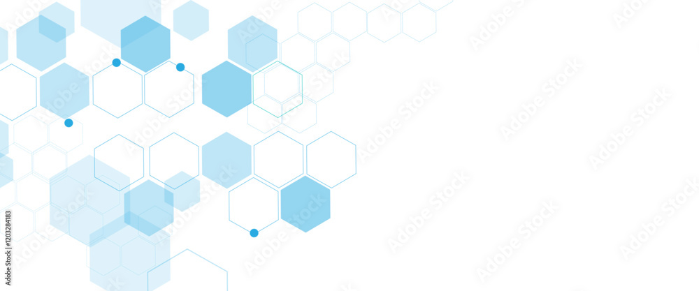 Poster Vector hexagons pattern. Geometric abstract background with simple hexagonal elements. Medical, technology or science design