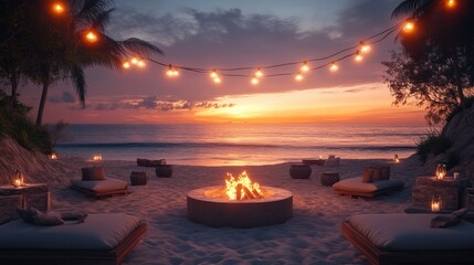 Sunset Beach Lounge with Outdoor Seating and Fire Pits