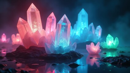 Crystal shapes with coloured luminescence