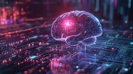 background with space for text , brain and technology , circuit board on  brain