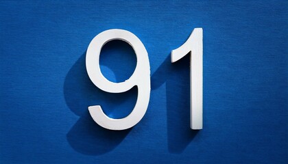Banner number 91 on blue background, copy space. Generated image