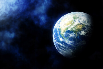 Obraz premium Breathtaking View of Earth at Night from Space with Dark Surroundings and Twinkling Stars