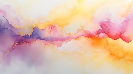 Abstract Colorful Ink Painting With Gold Accents