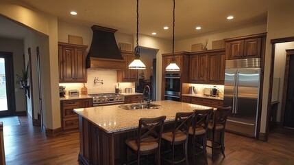 LED pendant lights over a kitchen island, offering functional yet stylish task lighting
