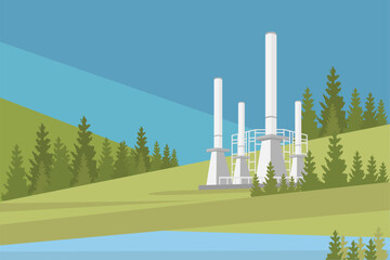 hydroelectric power plant in the forest