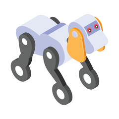Get this amazing icon of robotic dog in trendy design style