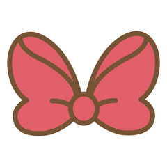 cute kawaii Groovy Retro Ribbon bow outline cartoon doodle illustration