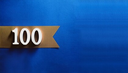 Banner number 100 on blue background, copy space. Generated image