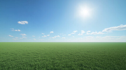 Obraz premium Wide Green Field Under Clear Blue Sky