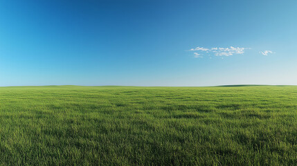 Obraz premium Wide Green Field Under Clear Blue Sky