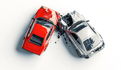  Dramatic Collision of Red and Black Sports Cars in a Crash Simulation