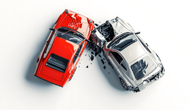  Dramatic Collision of Red and Black Sports Cars in a Crash Simulation