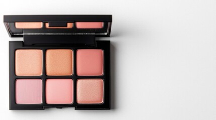 Blush palette makeup on white background