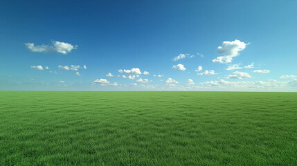 Obraz premium Wide Green Field Under Clear Blue Sky