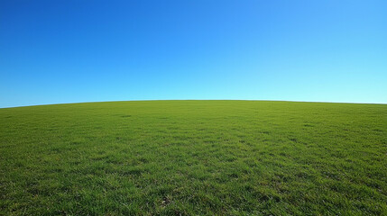 Fototapeta premium Wide Green Field Under Clear Blue Sky
