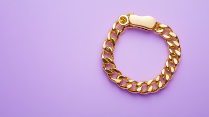Obraz premium A single gold bracelet with a delicate chain on a pastel lavender background