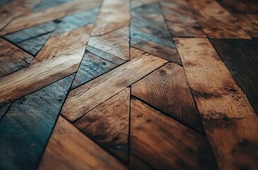 Textured Wood Floor with Geometric Patterns Showcasing Natural Grain and Rich Tones for Interior Design or Rustic Themes in Photography Projects