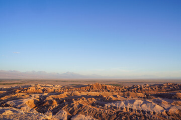 Naklejka premium Sunset at Valle de la Luna, Atacama desert, San Pedro de Atacama, Chile