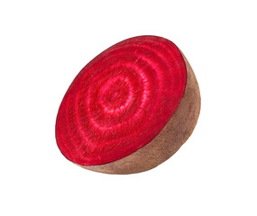 Beetroot half slice isolated on white background.	