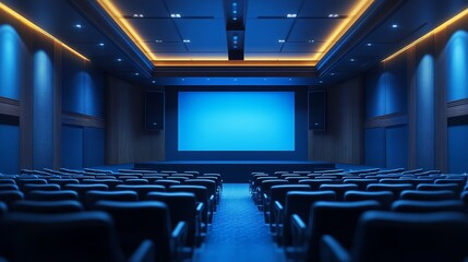 Modern cinema hall with empty seating.