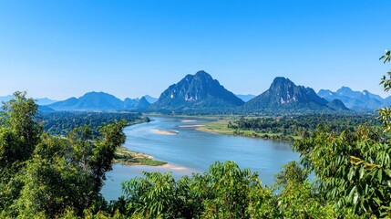 Obraz premium Serene River Valley Landscape