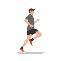 man with cap running vector illustration