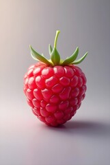 Plump Raspberry with Intricate Texture on Gray Background"

