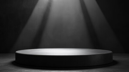 A minimalist spotlighted podium ready for use.