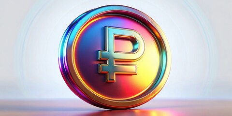 3D Russian Ruble Coin Symbol - Realistic Render