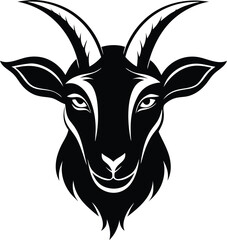 Beautiful animal goat head vector artwork silhouette black color illustration