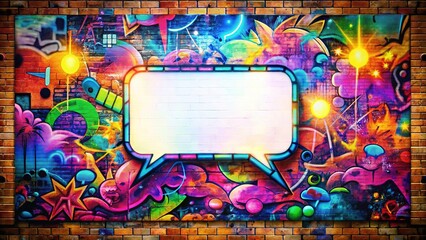 Colorful Graffiti Speech Bubble Stencil Art - Sharp Bright Street Art Frame Design