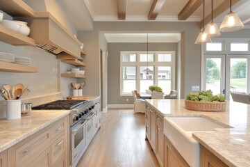 Elegant Modern Kitchen With Island and Natural Light