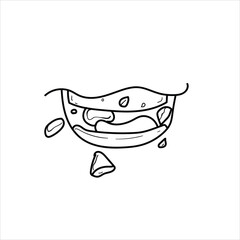 graphic vector illustration of a mouth chewing with a background of Ramadhan or breaking the fast in cartoon style, great for adding to your visual elements or coloring teaching materials for children