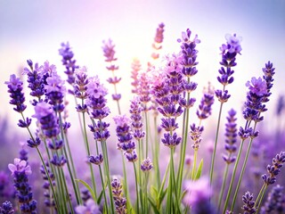 Naklejka premium Lavender Bouquet, Purple Flowers, Floral Arrangement, Stock Photo, Soft Hues, White Background