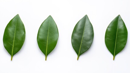 Obraz premium Green Leaf Pattern on White Background for Nature and Botanical Projects