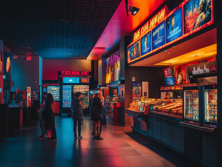 Lebendige Snacktheke im Retro-Stil eines Kinos

v