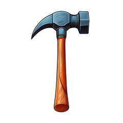 Hammer Cartoon: A classic claw hammer with a wooden handle, drawn in a cartoon style. Perfect for DIY projects, construction, and carpentry, this image adds a touch of whimsy and fun to your designs.