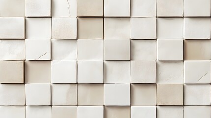 Abstract Beige and White Cube Block Wall Texture