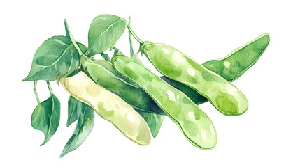 Watercolor Illustration of Field beans