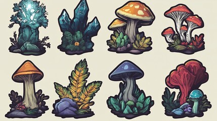 Fantasy Mushroom and Crystal Game Assets Pack
