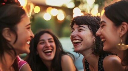 Fototapeta premium Laughing people, Diverse group of friends laughing together, enjoyin friendship, 