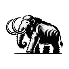 Fototapeta premium Mammoth silhouette. engrave black icon on white background